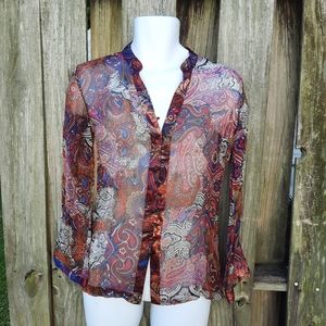 Chico's 100% Silk Blouse Paisley Print Size 0
